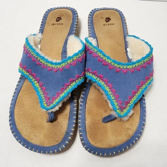 Acorn Thong Sandal with Sheepskin Lining - Size 9 - Picture 3 of 8